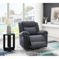 Domana Dark Blue Polished Microfiber Power Nirion Recliner with Lift, Heating& Massage Chair FredCo