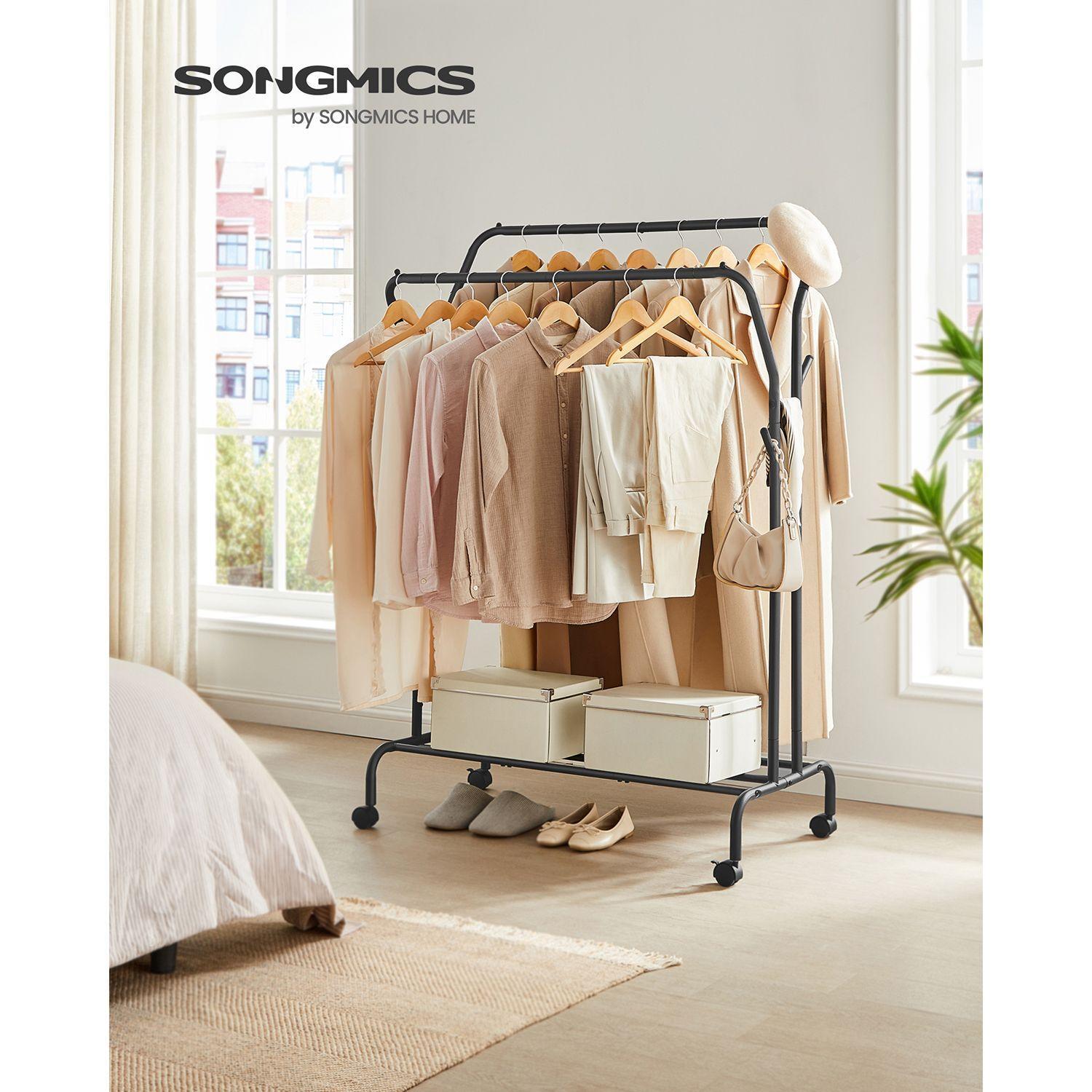 Double-Rod Clothing Rack with Wheels FredCo