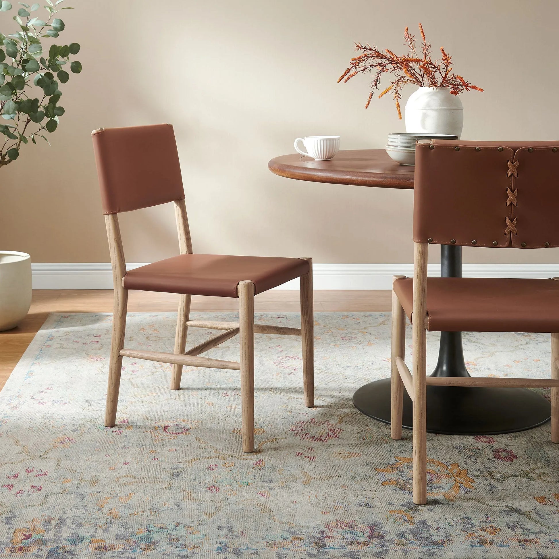 Dover Wood Vegan Leather Dining Side Chairs Set of 2 by Modway EEI-7240 FredCo