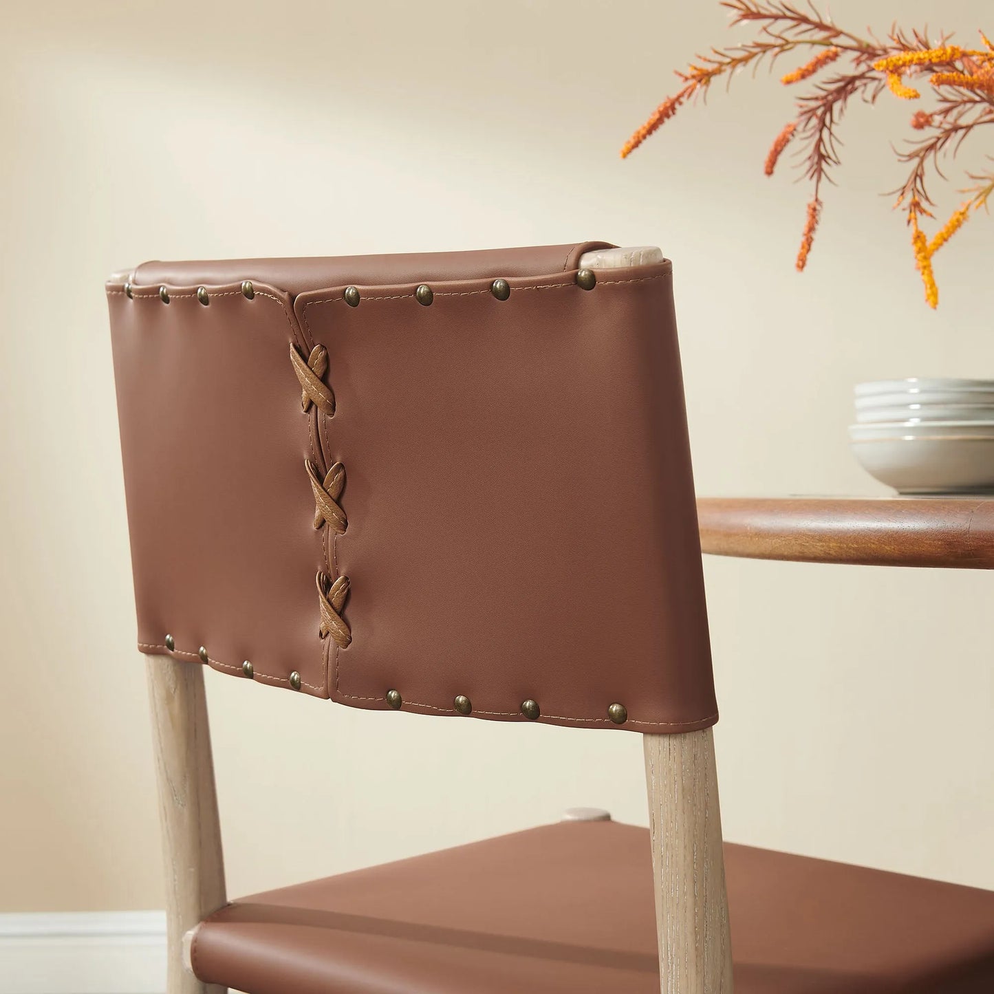 Dover Wood Vegan Leather Dining Side Chairs Set of 2 by Modway EEI-7240 FredCo