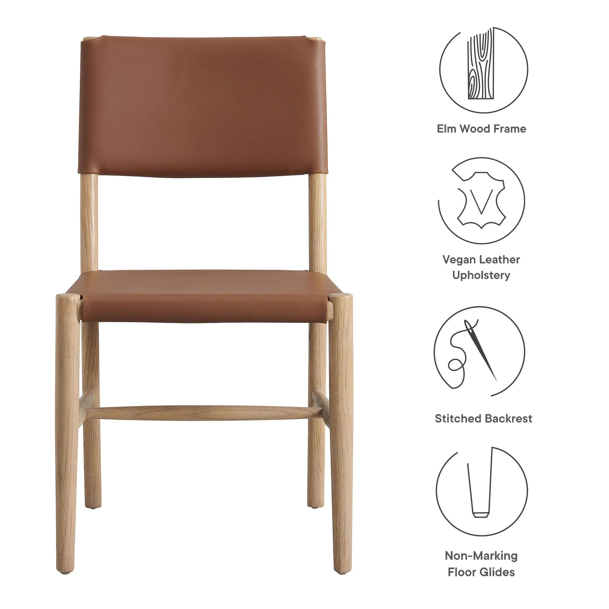 Dover Wood Vegan Leather Dining Side Chairs Set of 2 by Modway EEI-7240 FredCo