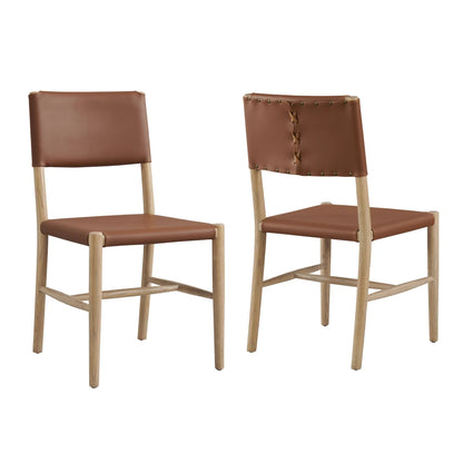Dover Wood Vegan Leather Dining Side Chairs Set of 2 by Modway EEI-7240 FredCo