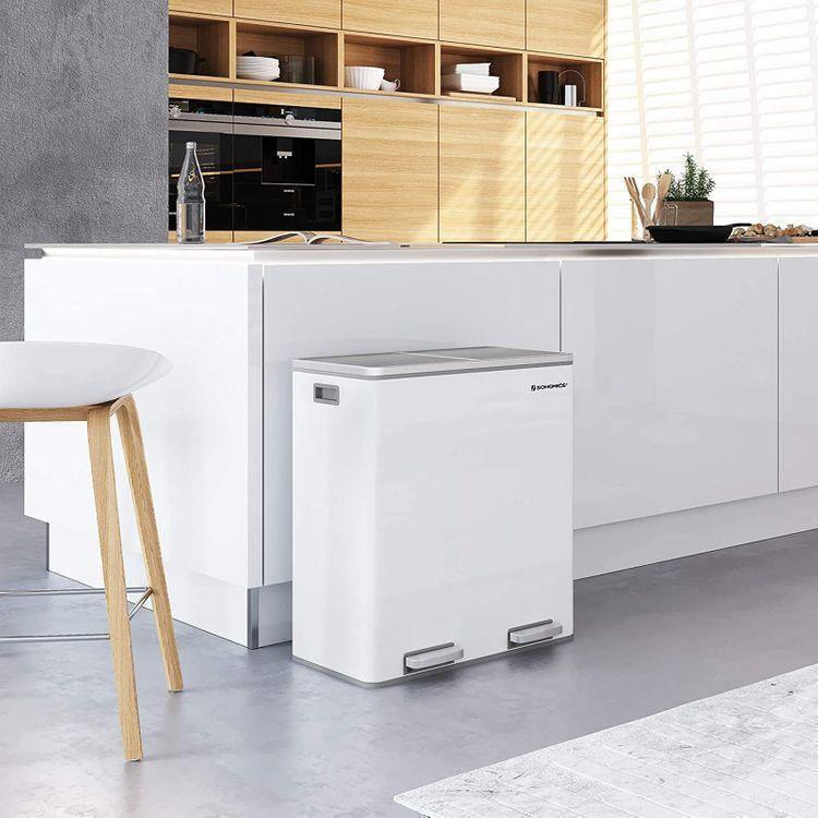 Dual Step Trash Can White FredCo
