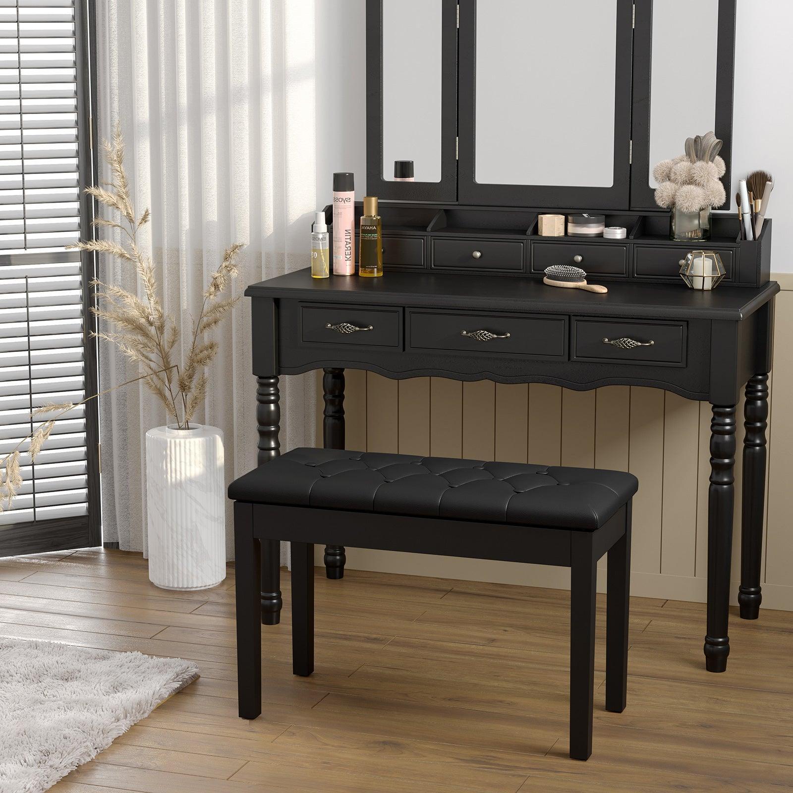 Duet Piano Bench with Padded Cushion and Storage Compartment FredCo