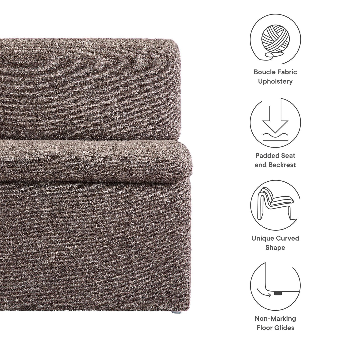 Dune Boucle Upholstered Armless Accent Chair by Modway FredCo