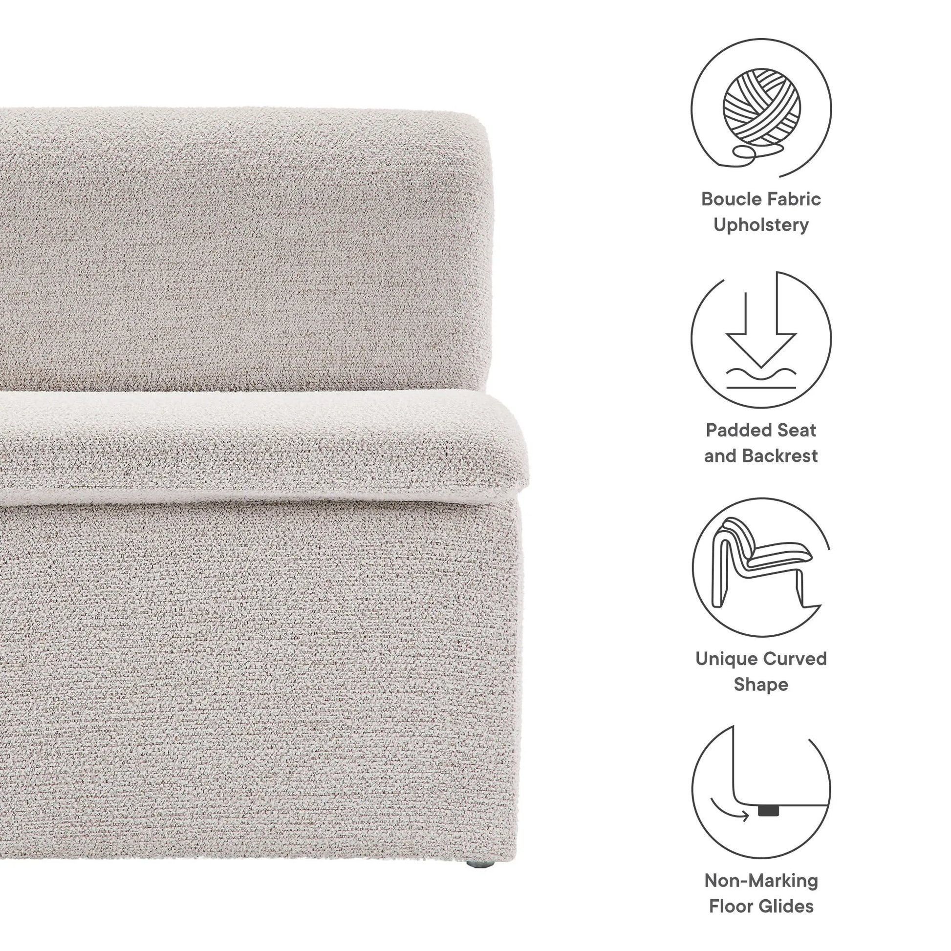 Dune Boucle Upholstered Armless Accent Chair by Modway EEI-7103 FredCo