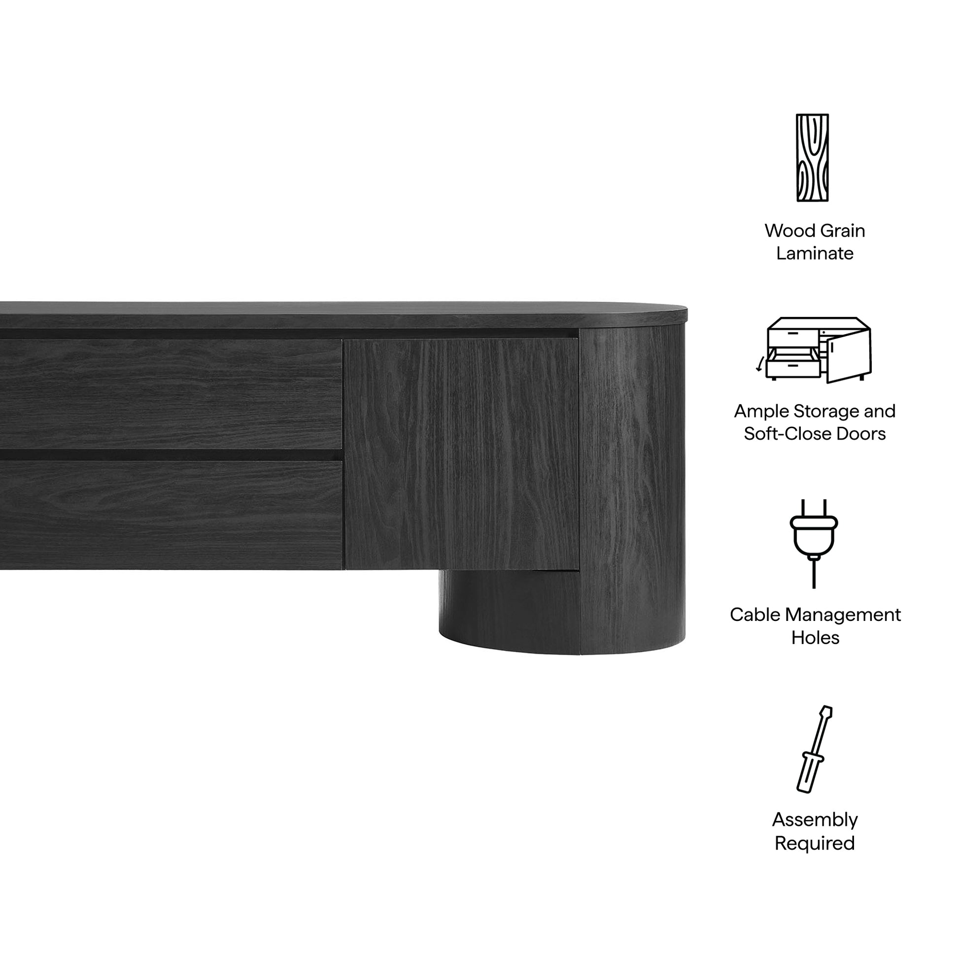 Duval 71 Inch Oval TV Cabinet by Modway EEI-7440 FredCo