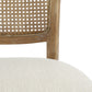 Classic Retro Dining Chair Set of 2 with Rattan Backrest, Dark Brown Rubberwood Frame, Beige Fabric Cushion FredCo