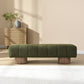 Upholstered Dining Bench for Dining Room, No-Assembly End of Bed Entryway Bench Ottoman for Bedroom Living Room, Green Boucle Fabric Stool Top Wood Leg 300 LBS Weight Capacity FredCo