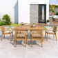 Durable 7 - Piece Patio Furniture Set Acacia Wood Table and 6 Heavy-Duty Cushioned Chairs, Natural FredCo