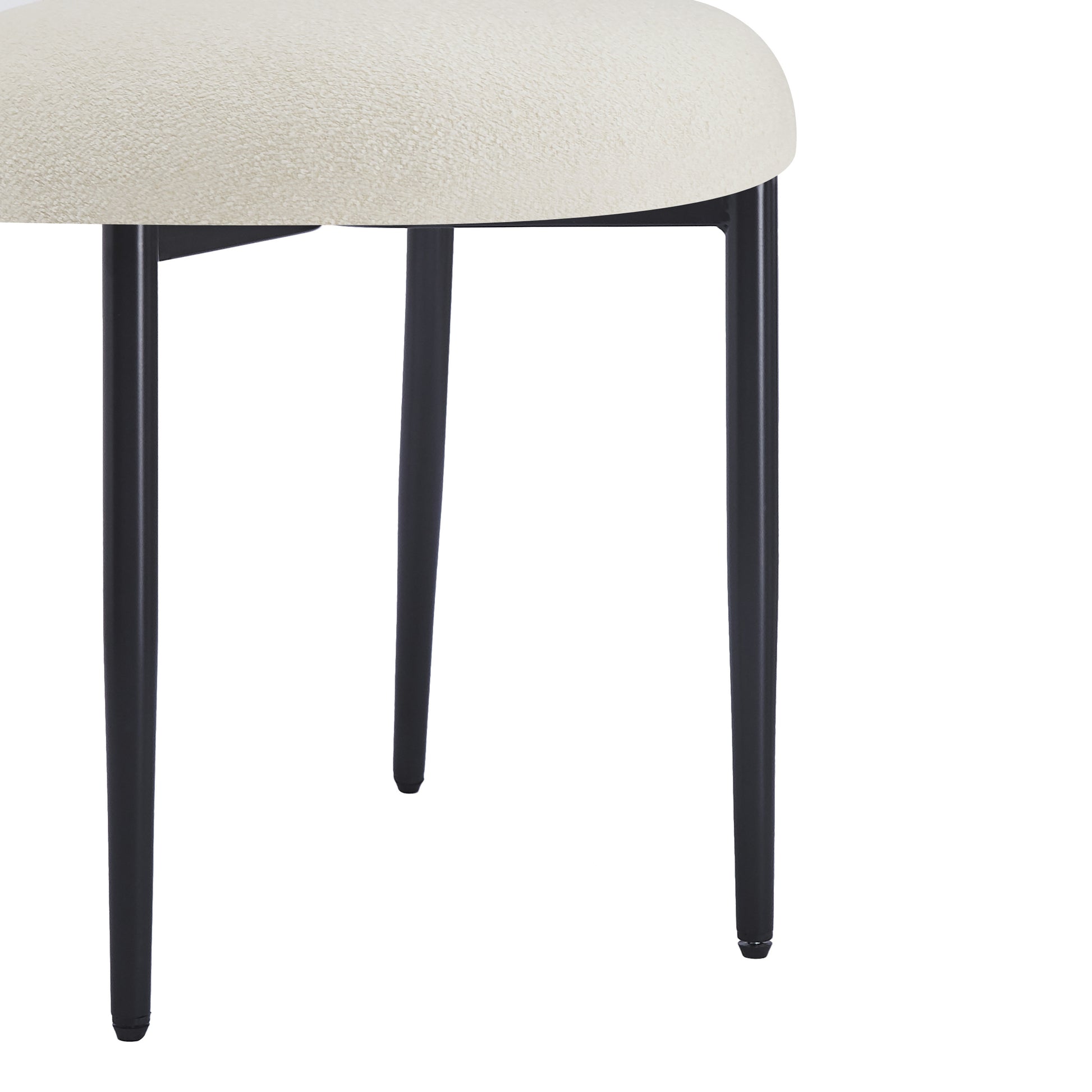 Dining Chair Set of 2, Modern Dining Room Chairs, Black Metal Frame, White Fabric FredCo