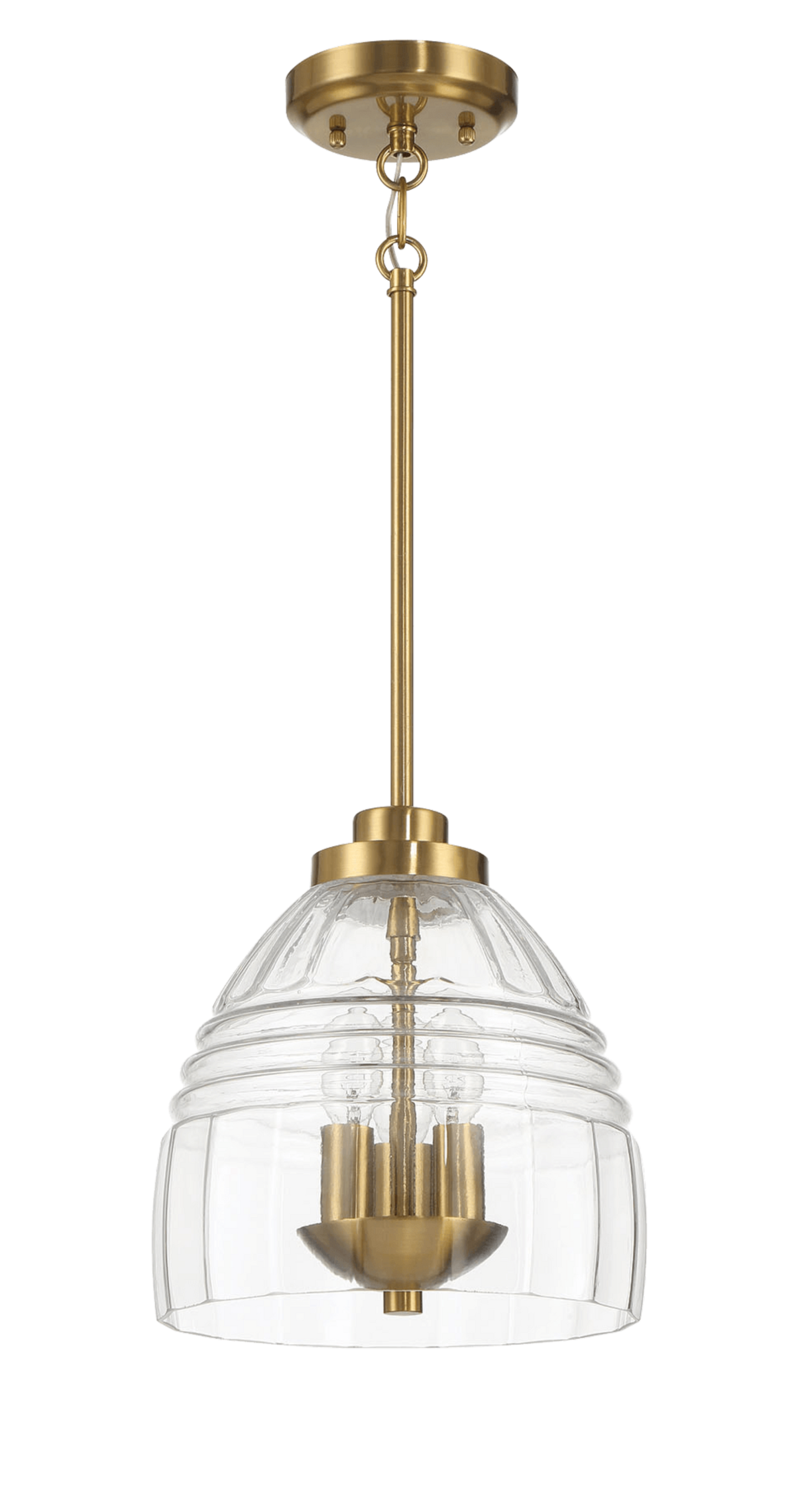Modern gold and glass pendant light fixture for home interiors at FredCo International