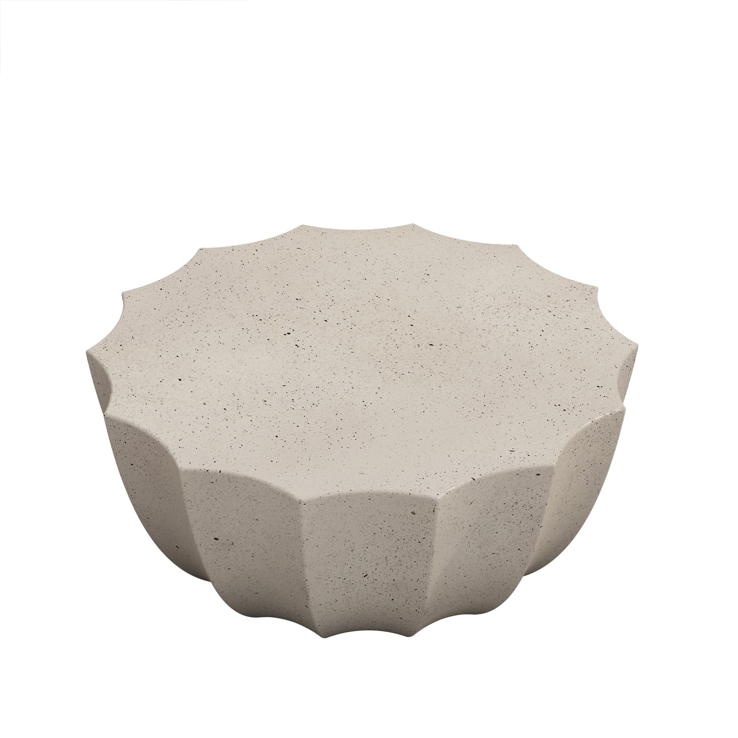 Modern Round Coffee Table in White with Durable MgO Cement Design, 35.43' Diameter, Ideal for Indoor and Outdoor Use