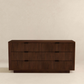 Modern dark wood dresser with three drawers and grooved detailing, FredCo International furniture