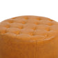 Round tufted tan leather ottoman, modern accent furniture from FredCo International