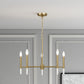 Modern gold chandelier with six candle lights in a stylish gray living room