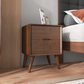 Alexandra Mid-Century Modern Night Stand with 2 Drawers in Walnut Brown Solid Wood 24.8'H x 17.7'W x 15.7'D FredCo