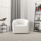 High Quality Elise Mid Century Modern Beige Boucle Swivel Chair with Elegant Design and Multi-functional Use 34.2W'x 30D'x 30H' Swivel Round Chairs for Living Room Bedroom Reading, White FredCo