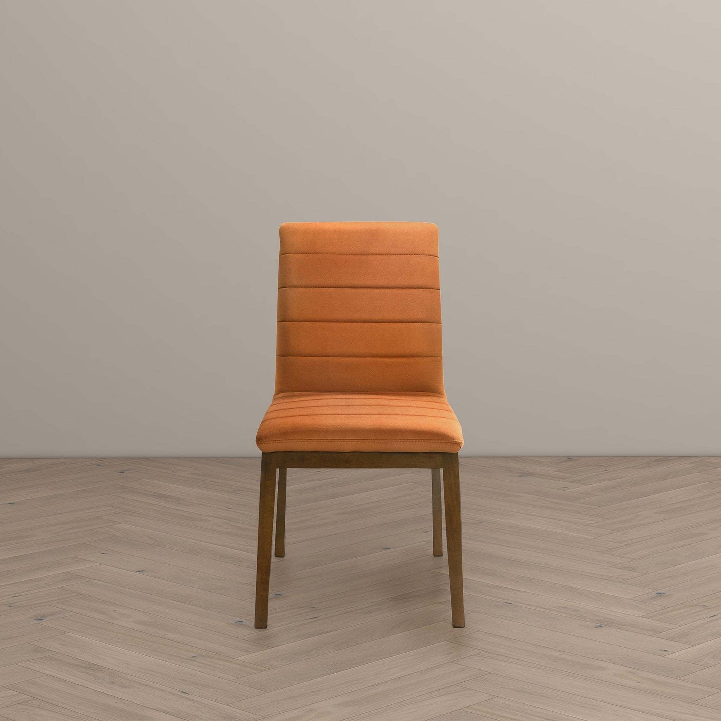 Ines Mid-Century Modern Burnt Orange Velvet Dining Chair Set with Walnut Solid Wood Base 35.8'H x 18.9'W x 24'D FredCo