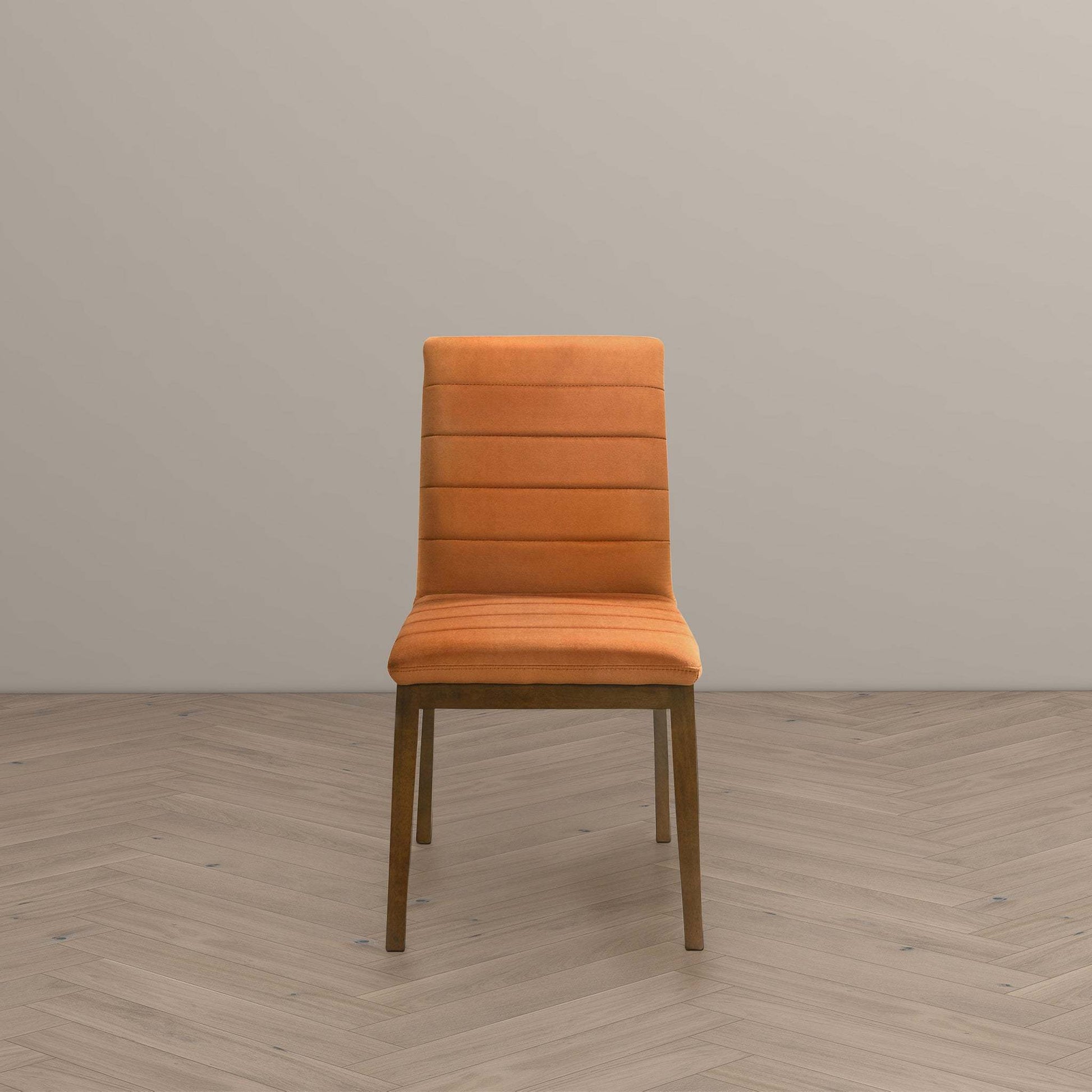 Ines Mid-Century Modern Burnt Orange Velvet Dining Chair Set with Walnut Solid Wood Base 35.8'H x 18.9'W x 24'D FredCo