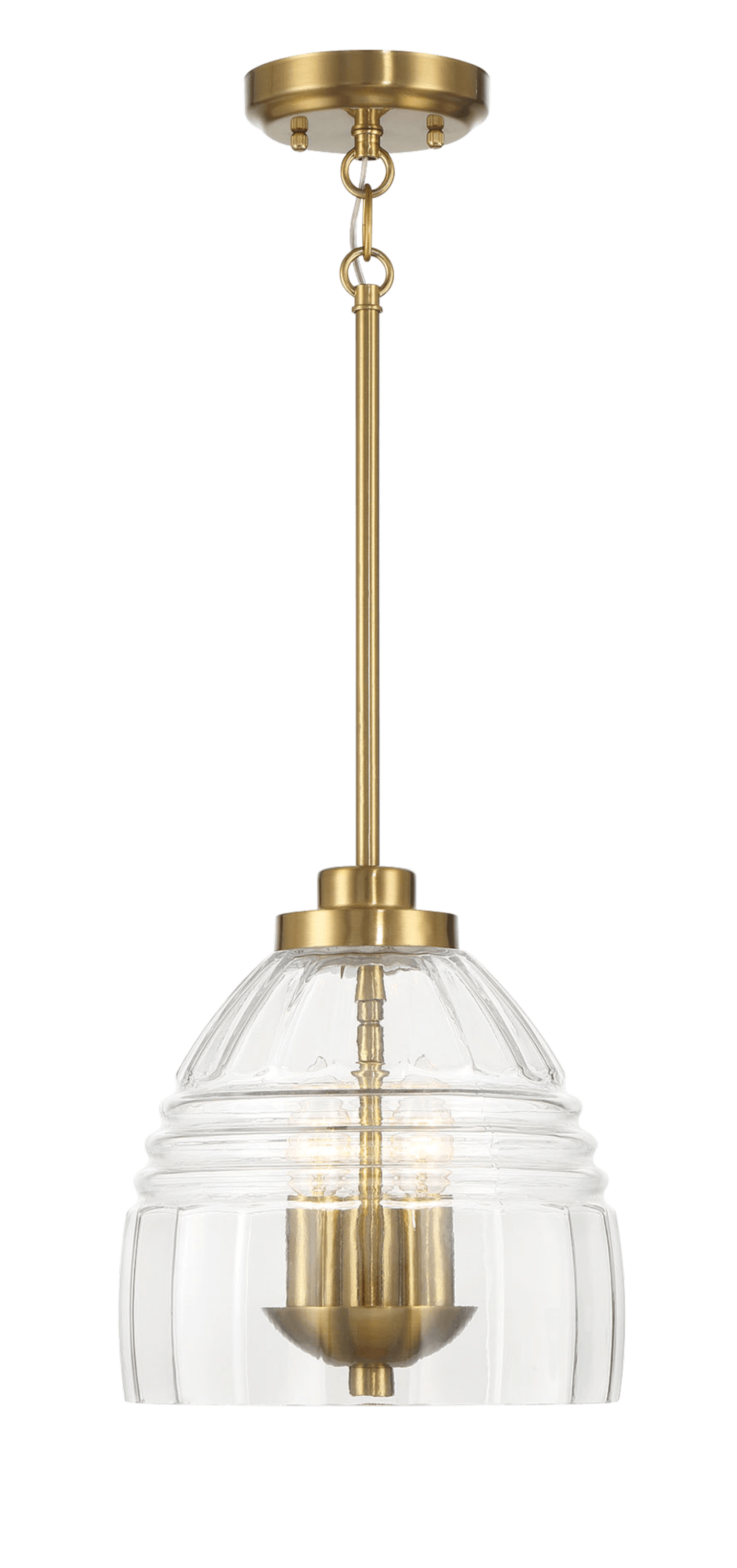 Modern brass and glass pendant light fixture from FredCo International furniture store