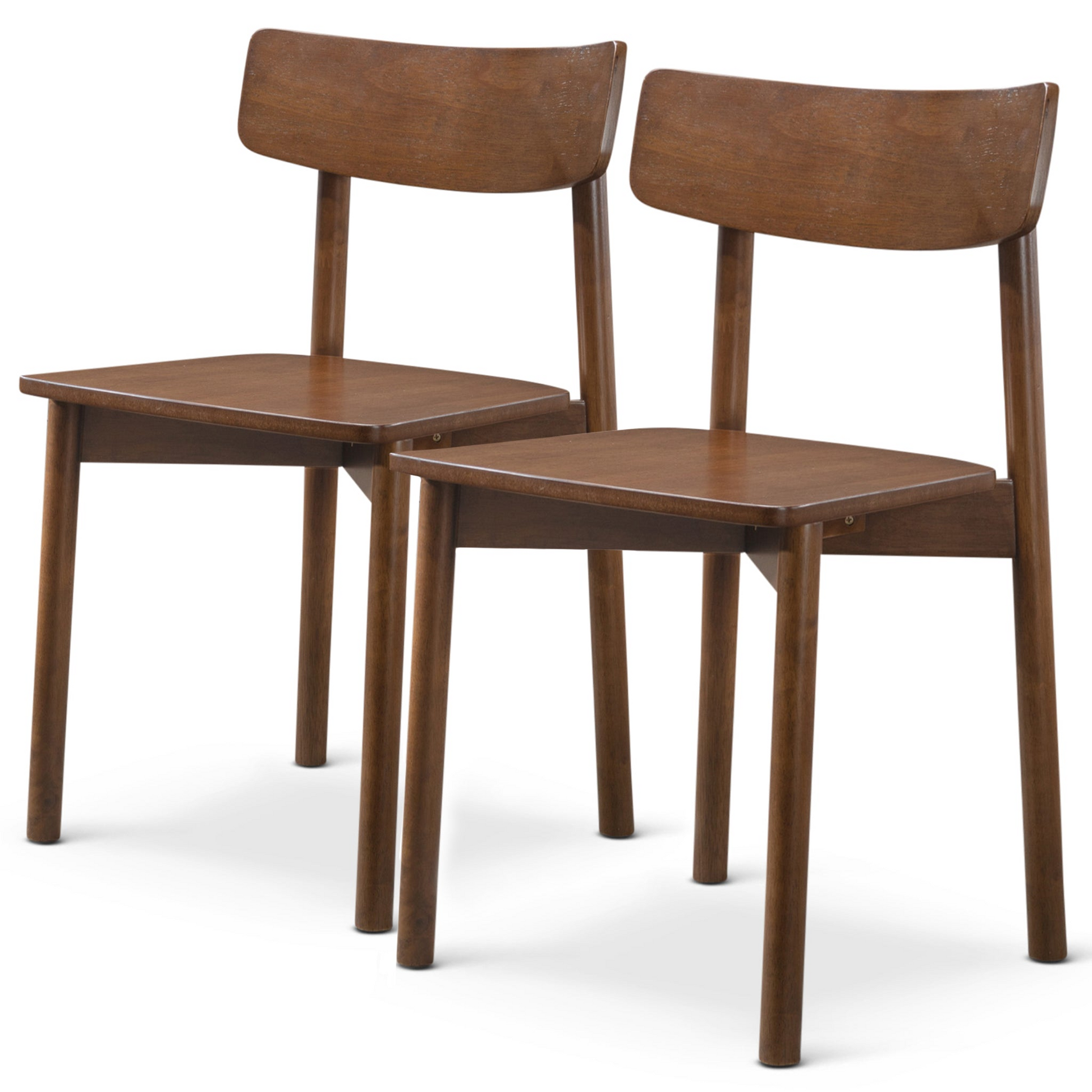 Set of two wooden dining chairs with brown finish, modern furniture from FredCo International