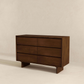 Modern dark wood dresser with six drawers, FredCo International bedroom furniture