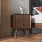 Mid-Century Modern Caroline Night Stand 2-Drawer Dark Brown Solid Wood 23.6'H x 17.7'W x 15.7'D for Bedroom, Closet, Dorm FredCo