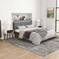 Modern bedroom with mid-century bed, nightstands, and gray rug from FredCo International