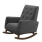 Elegant Style Demetrius Dark Grey Fabric Rocking Chair with Solid Wood Frame for Living Room and Nursery 36.6'H x 27.5'W x 39'D for Living Room Bedroom Reading FredCo