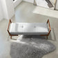 Modern Cora Mid Century Modern Gray Bench for Entryway, Living Room, Hallway,with Tufted Velvet Upholstery and Natural Walnut Wood Finish FredCo