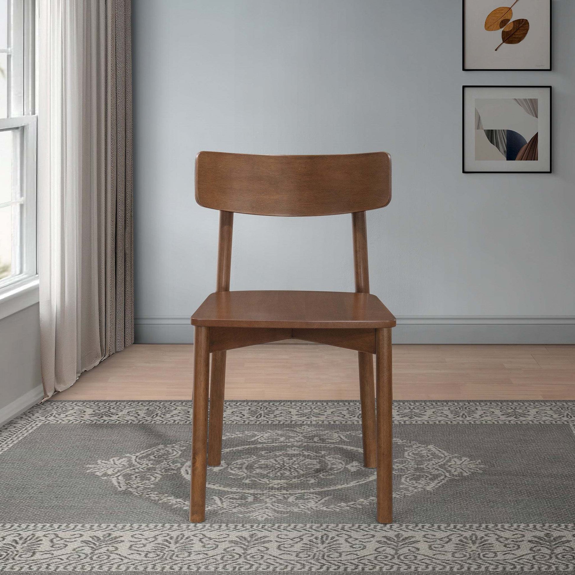 New Design Walnut Dining Chair Set Of 2 - Mid Century Modern Solid Wood Dining Chairs in Rich Walnut Color 17.5'W x 17.7'D x 29.9'H for Living Room Bedroom Outdoor FredCo