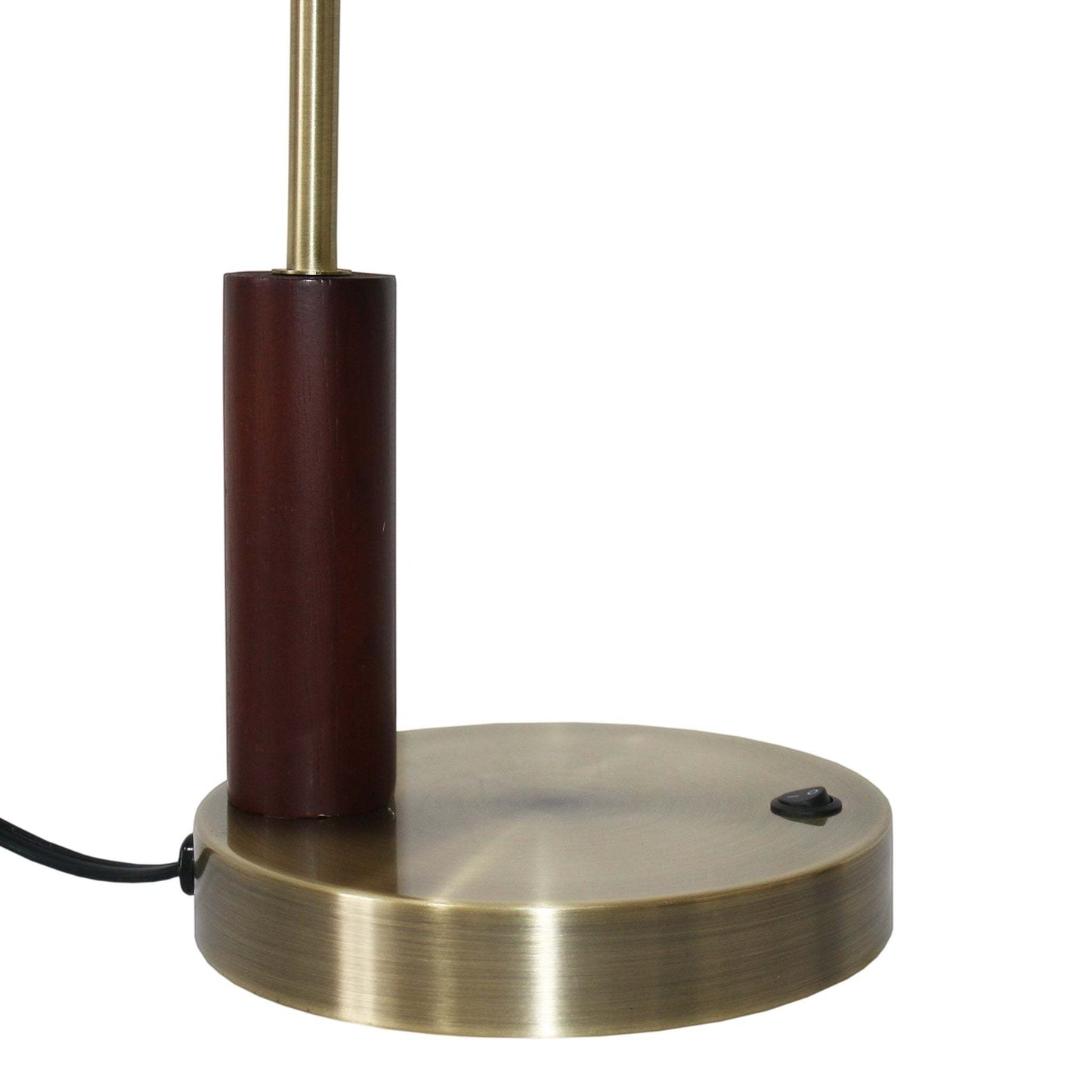 Modern brass and wood lamp base with black switch, furniture accessory from FredCo International