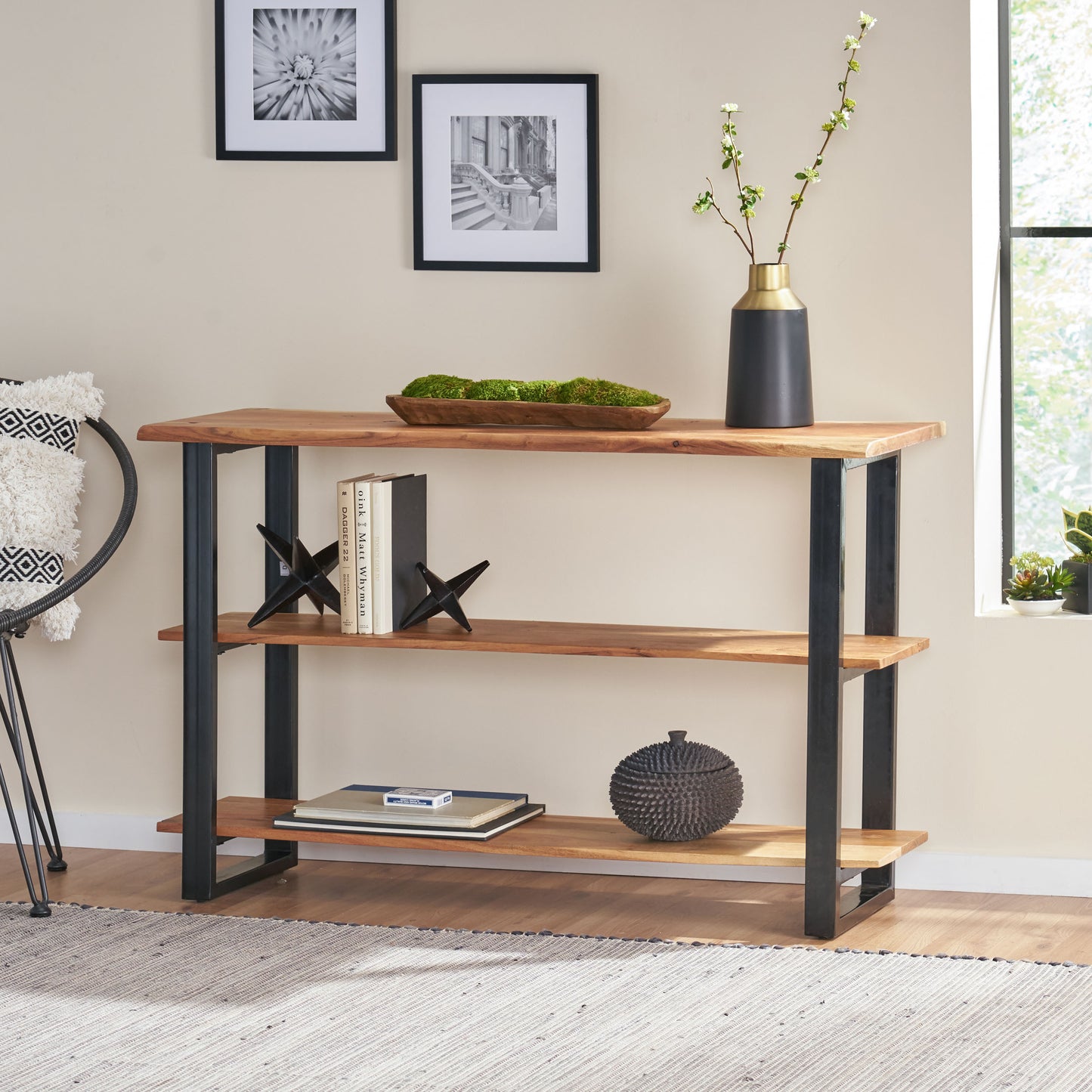 Modern Industrial Media Console Table FredCo
