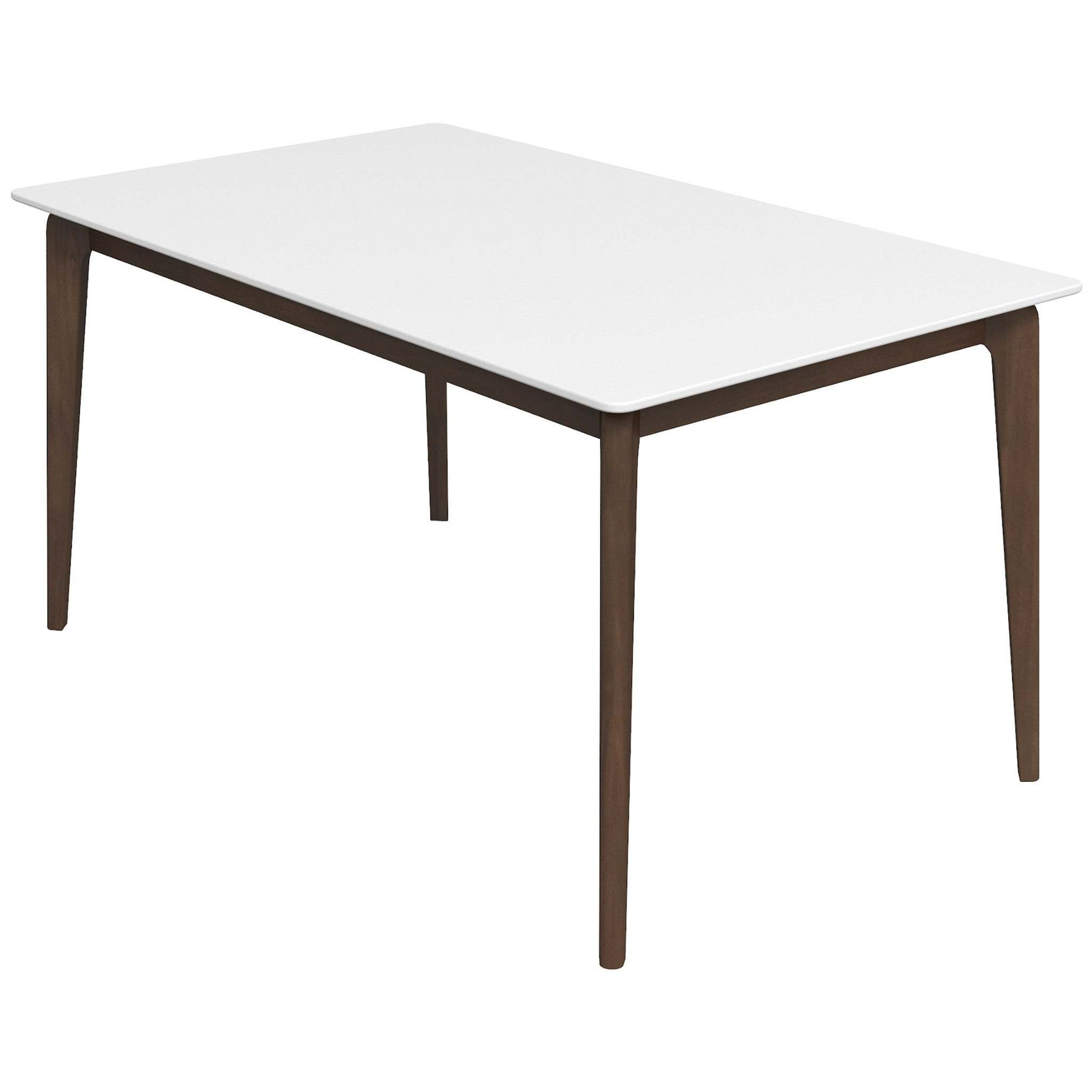 Lindsey Mid-Century Modern Solid Wood Dining Table with White Top and Walnut Legs, 59 inches for Bedroom Hallway, Entryway FredCo