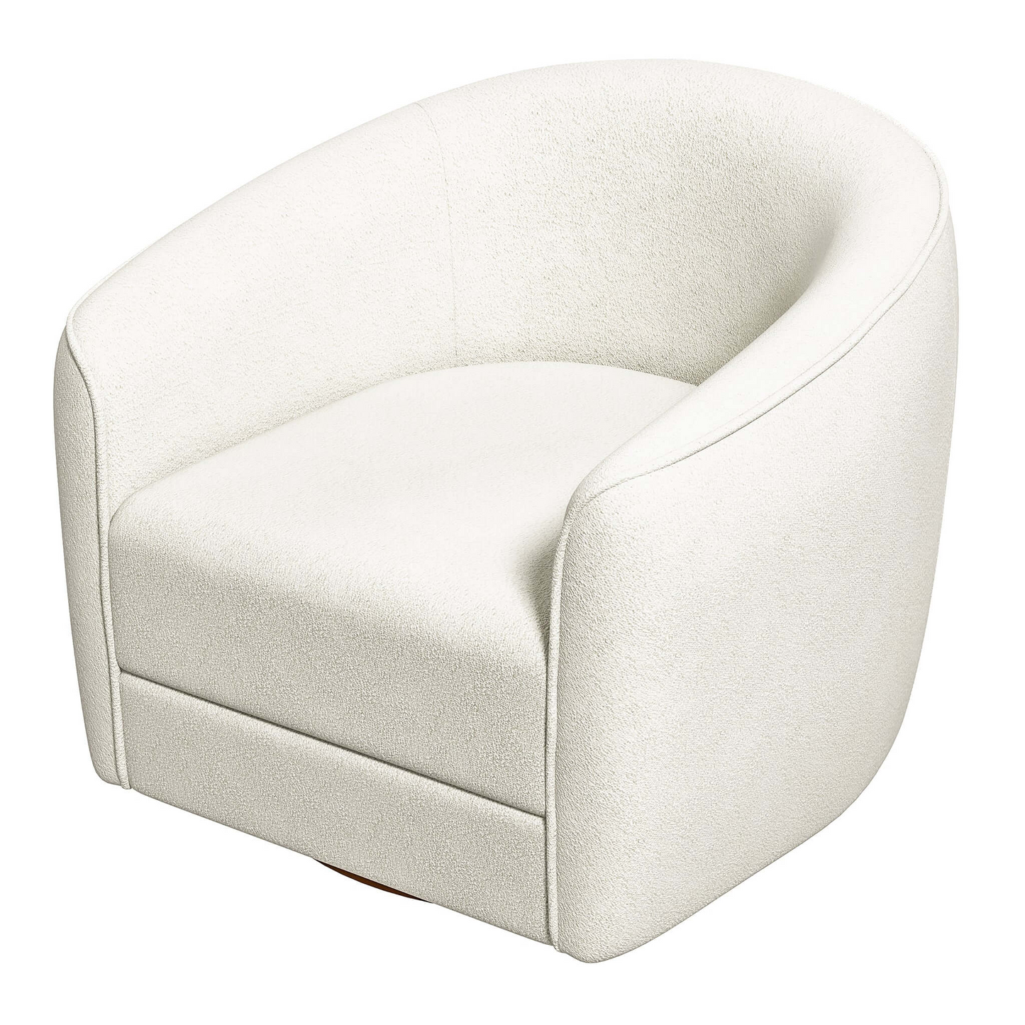 High Quality Elise Mid Century Modern Beige Boucle Swivel Chair with Elegant Design and Multi-functional Use 34.2W'x 30D'x 30H' Swivel Round Chairs for Living Room Bedroom Reading, White FredCo