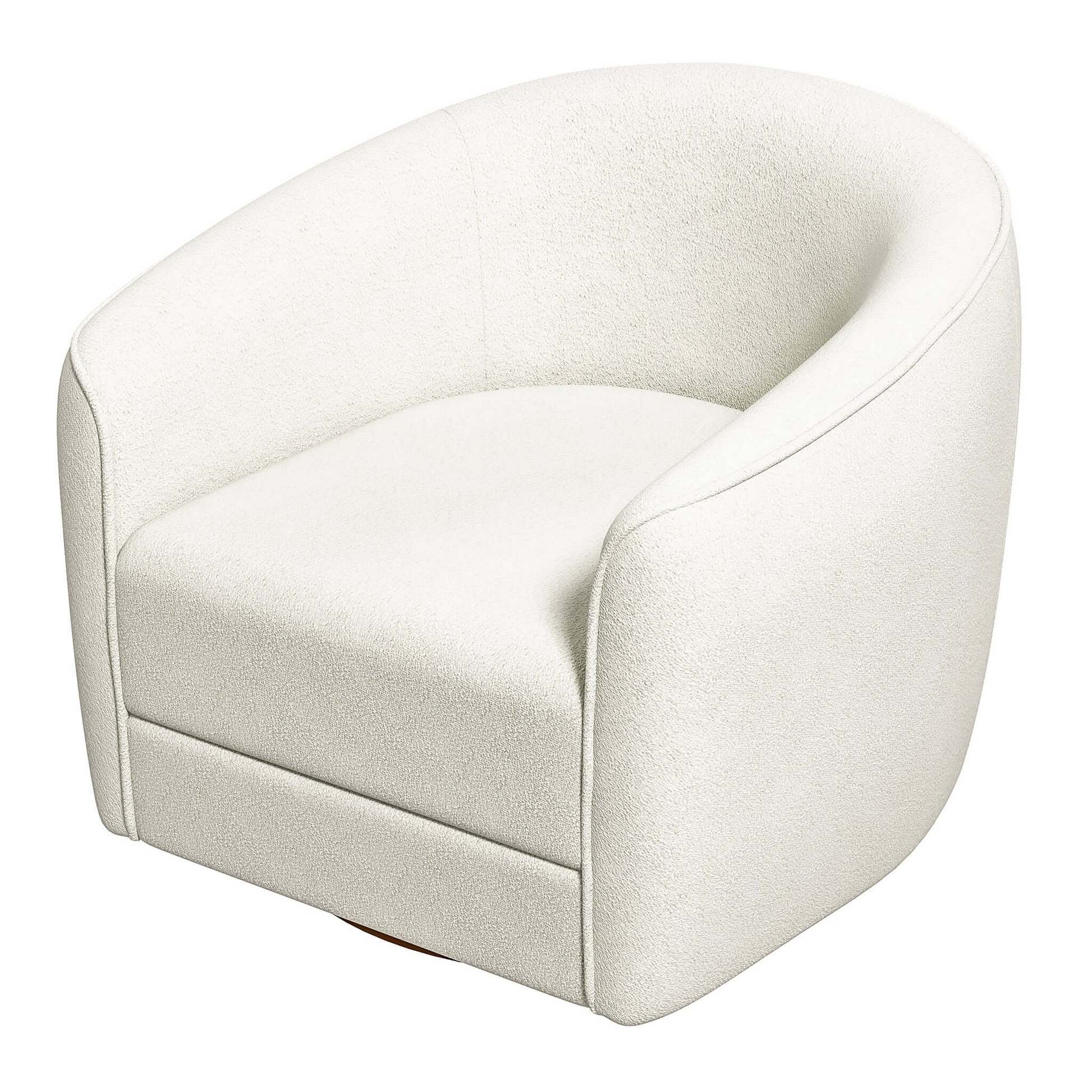 High Quality Elise Mid Century Modern Beige Boucle Swivel Chair with Elegant Design and Multi-functional Use 34.2W'x 30D'x 30H' Swivel Round Chairs for Living Room Bedroom Reading, White FredCo