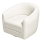 High Quality Elise Mid Century Modern Beige Boucle Swivel Chair with Elegant Design and Multi-functional Use 34.2W'x 30D'x 30H' Swivel Round Chairs for Living Room Bedroom Reading, White FredCo
