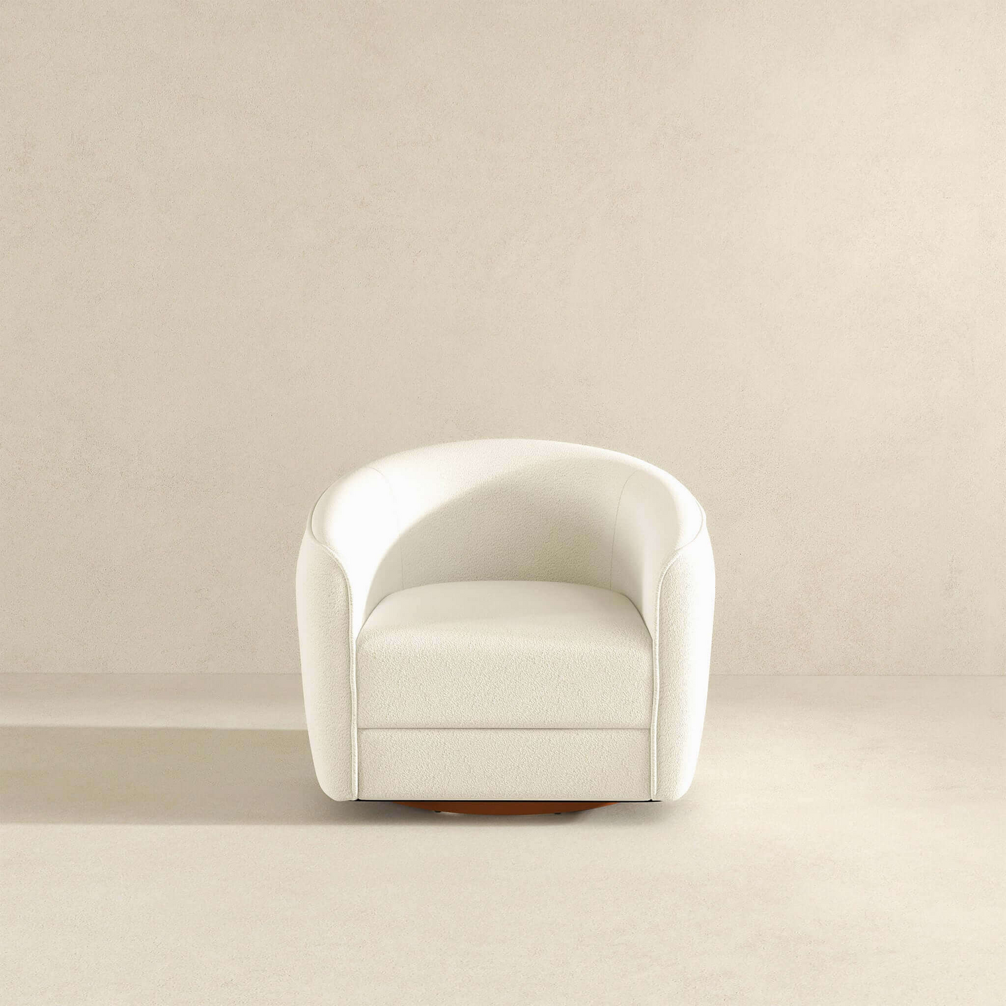 High Quality Elise Mid Century Modern Beige Boucle Swivel Chair with Elegant Design and Multi-functional Use 34.2W'x 30D'x 30H' Swivel Round Chairs for Living Room Bedroom Reading, White FredCo