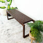 Christina Mid-Century Modern Tan Leather Bench with Solid Wood Frame and Tapered Legs 18.5'H x 55'W x 15.7'D for Living Room Bedroom Waiting Room FredCo