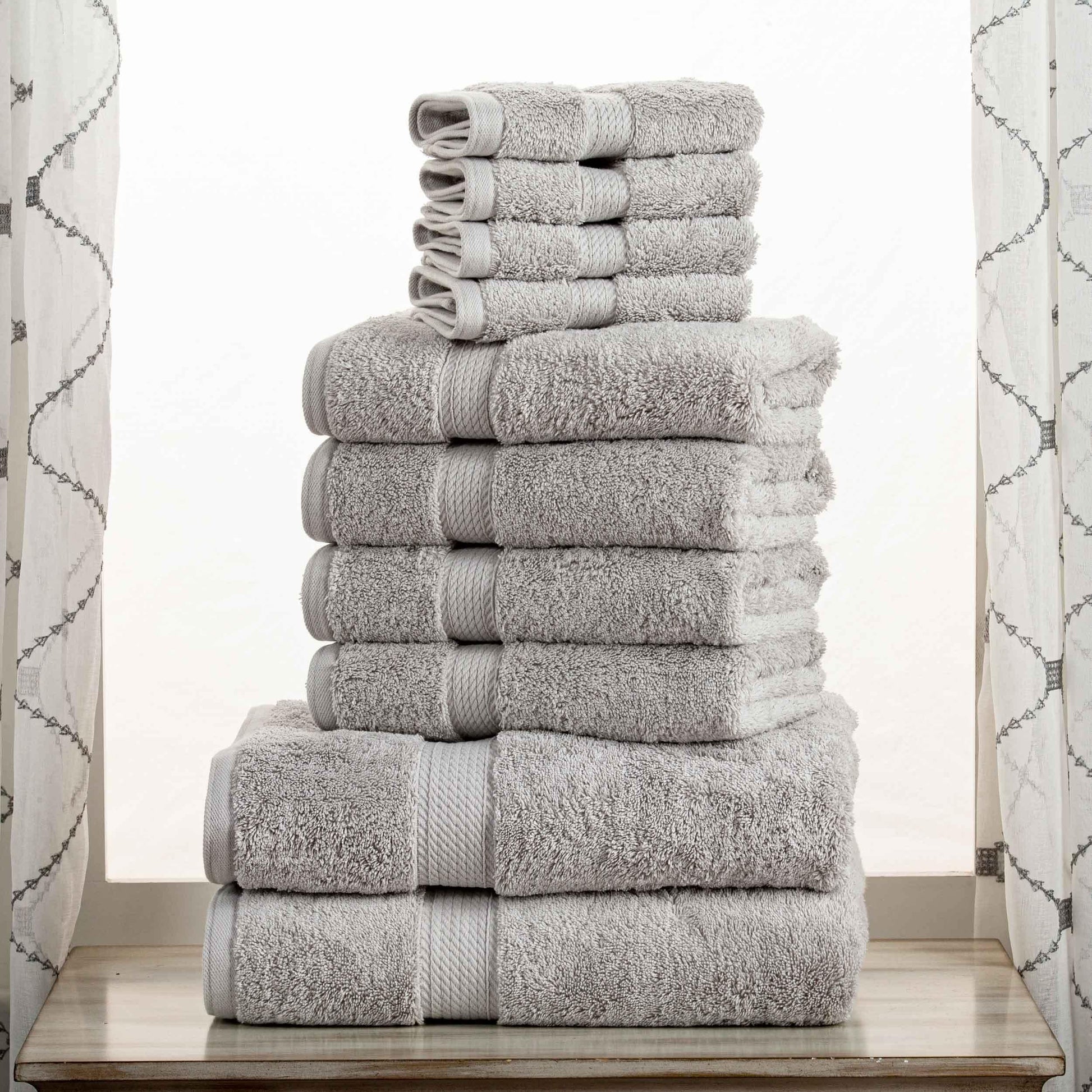 Egyptian Cotton Solid 10-Piece Towel Set FredCo