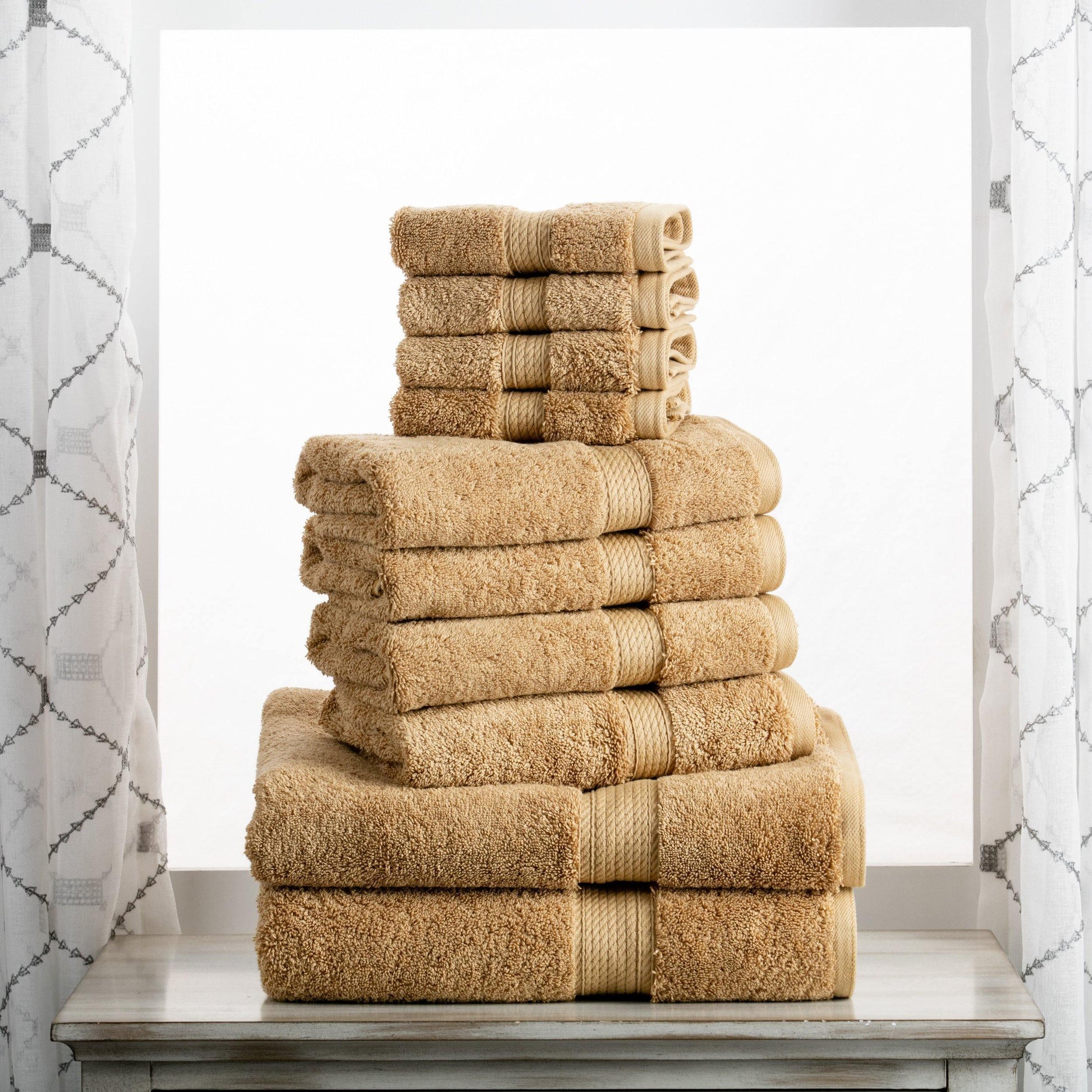 Egyptian Cotton Solid 10-Piece Towel Set FredCo