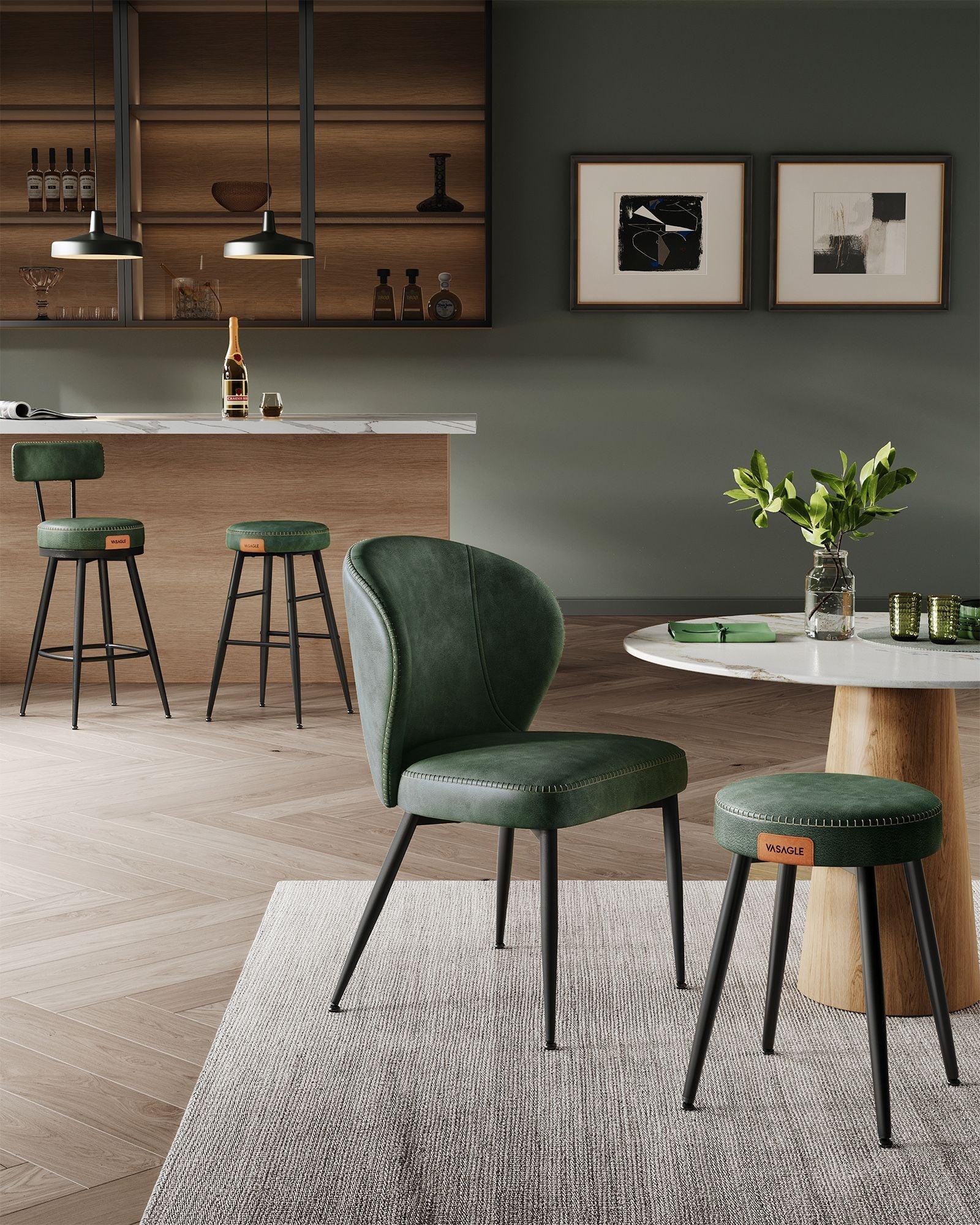 EKHO Collection - 35.4" Tall Swivel Bar Stools with Backs, Forest Green FredCo