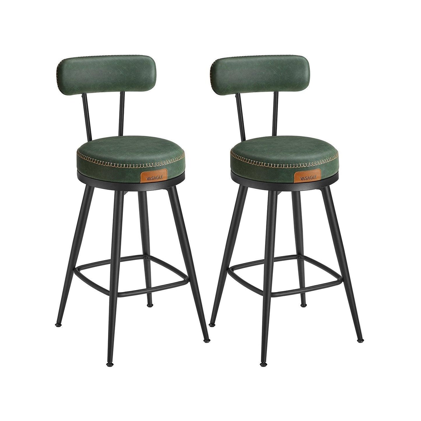EKHO Collection - 35.4" Tall Swivel Bar Stools with Backs, Forest Green FredCo