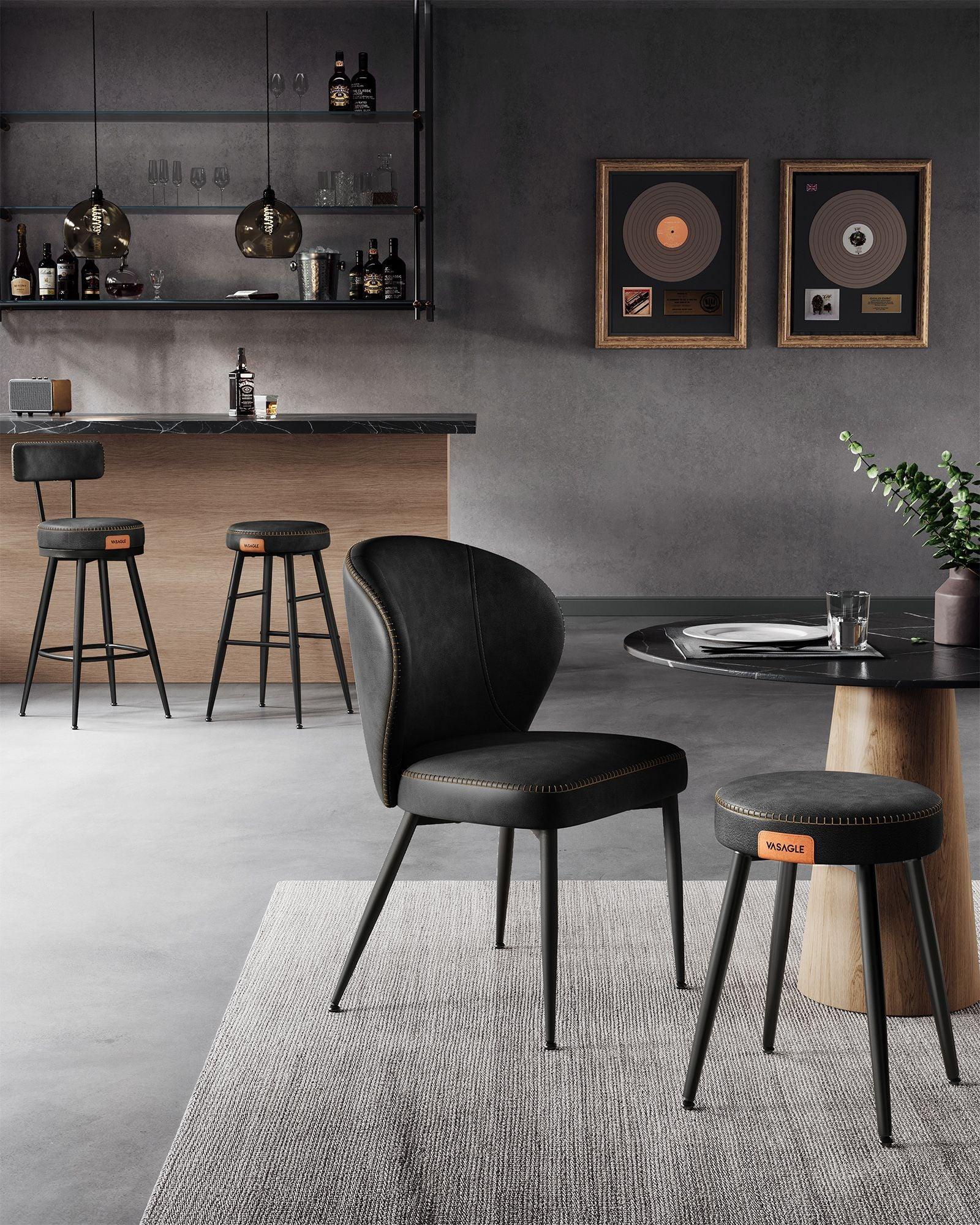 EKHO Collection - 35.4" Tall Swivel Bar Stools with Backs, Ink Black FredCo
