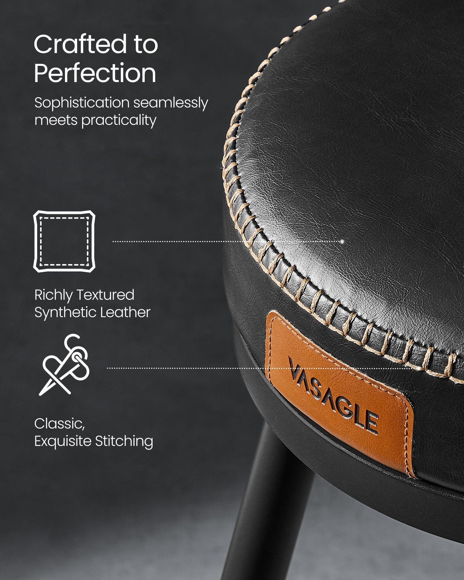 EKHO Collection - 35.4" Tall Swivel Bar Stools with Backs, Ink Black FredCo