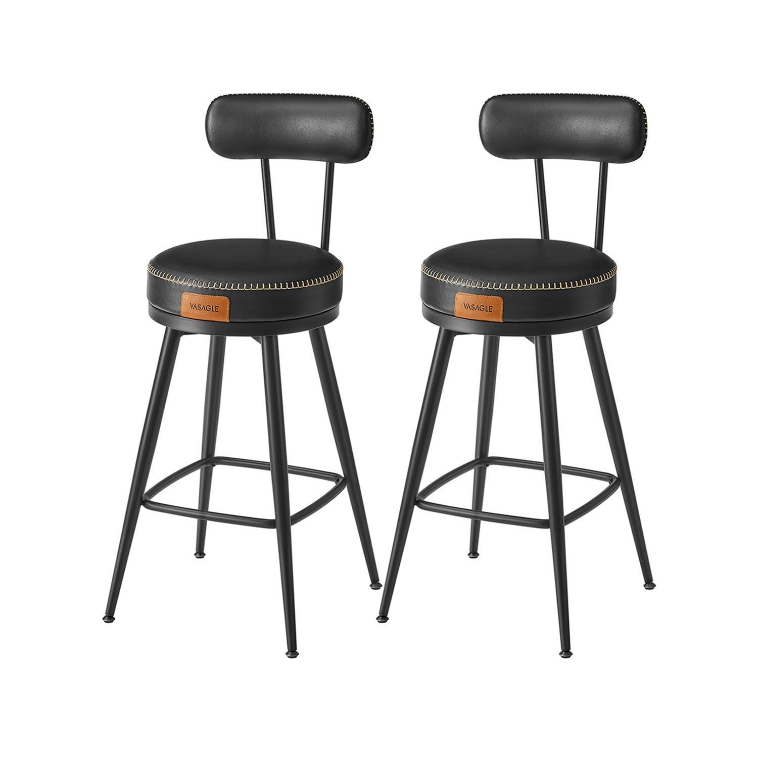 EKHO Collection - 35.4" Tall Swivel Bar Stools with Backs, Ink Black FredCo