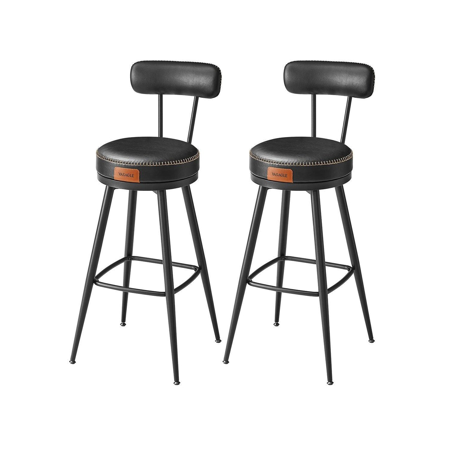EKHO Collection - 40.5" Tall Swivel Bar Stools with Backs, Ink Black FredCo