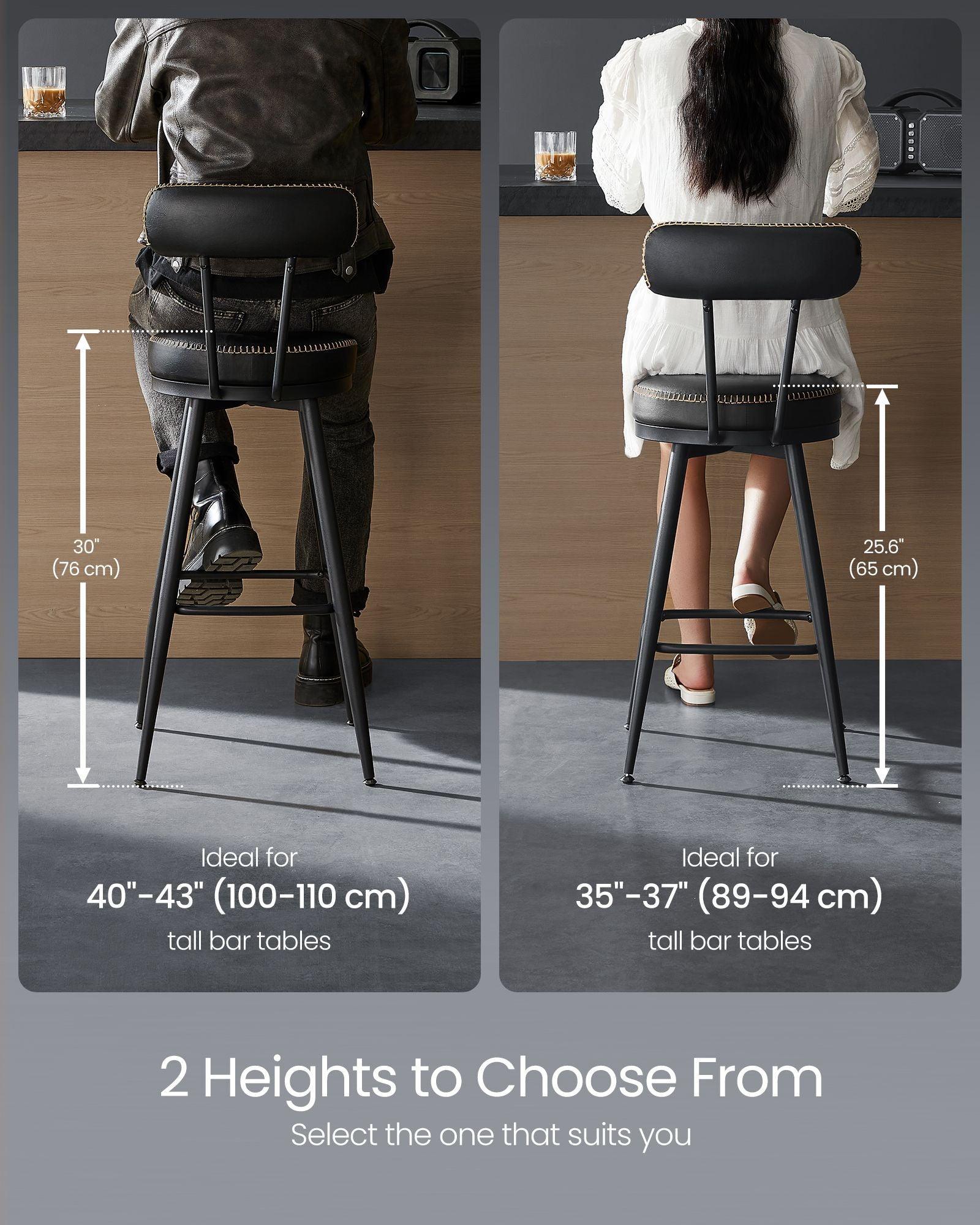 EKHO Collection - 40.5" Tall Swivel Bar Stools with Backs, Ink Black FredCo