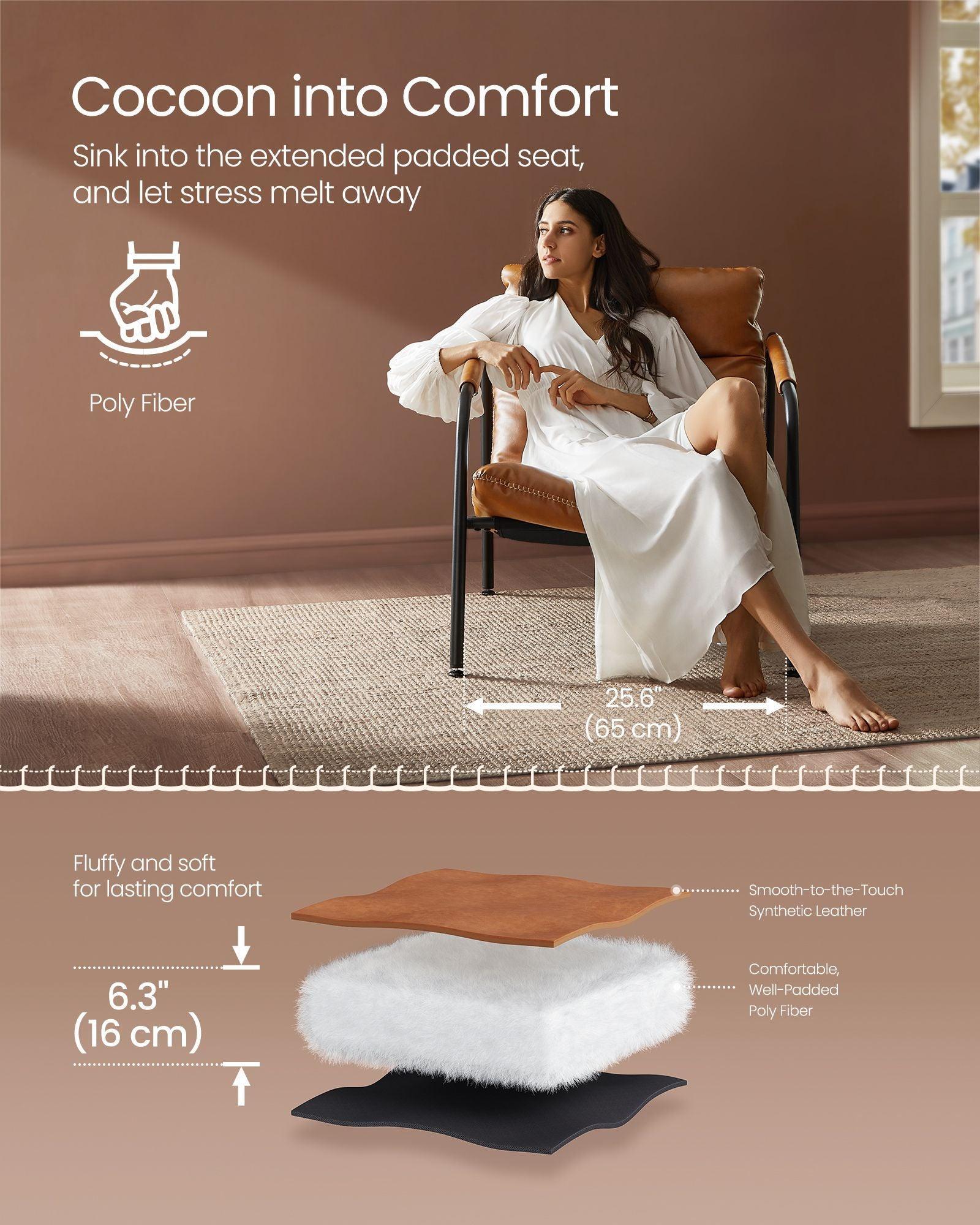 EKHO Collection - Accent Chair with Sleek Frame, Caramel Brown FredCo
